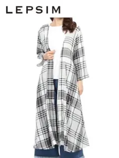 LEPSIM チェック柄 ロングカーディガン