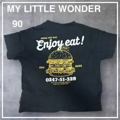 MY LITTLE WONDER Tシャツ 90 黒 バーガー バックプリント