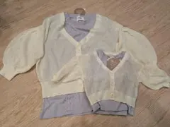 petit main メッシュカーディガンセット