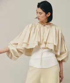 styling/ ラッフルニットベアトップ ベージュ - メルカリ