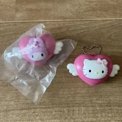 ハローキティ マイメロ　ハート型光るキーホルダー
