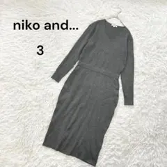 【ニコアンド】3(M)レディース　リブニットワンピース　Vネック　シンプル
