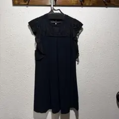 JILL STUART ネイビー レース付きフリル ワンピース サイズ0