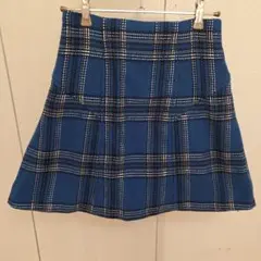 スナイデル　青のチェック柄フレアスカート