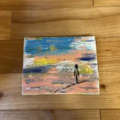 海の抽象画 小型油彩
