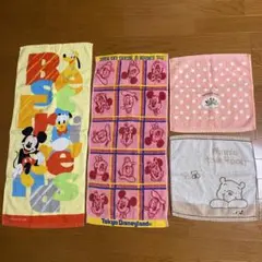 【7/31まで限定】ディズニー フェイスタオル ハンドタオル 4枚 まとめ売り