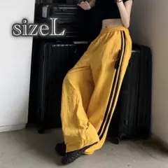 917 パンツ ジャージ ナイロン トラック パラシュート サイドライン 黄