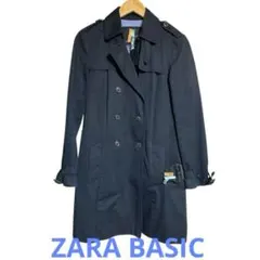 ☆ZARA BASIC ブラック トレンチコート ベルト付き　クリーニング済み