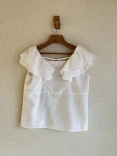 プロポーション　ボディドレッシング　半袖　ブラウス　白　フリル