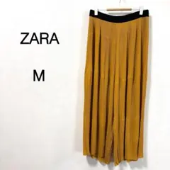 【ザラ】ZARA ワイドパンツ プリーツ ウエストゴム イエロー M