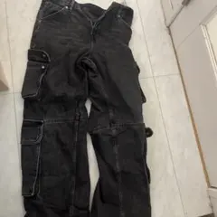 ZARA デニム カーゴパンツ ブラックのサムネイル