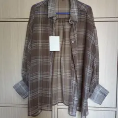 しまむらブラウンチェックシャツ Mサイズ