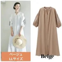 season reason ワンピース　ベージュ　しまむら　刺繍　秋　ナチュラル