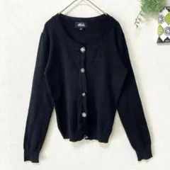 【ジルスチュアート】 薄手ニットカーディガン ショート ボタン可愛い 長袖 黒