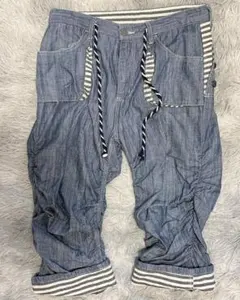 おしゃれ❣️デニム調 ストライプ折り返し ハーフパンツ　メンズ　夏　８２センチ