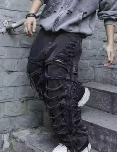 フレアパンツ ブラック ワックス加工 スキニー opium グランジ アーカイブ フレアパンツ ブラック ワックス加工 スキニー opium グランジ