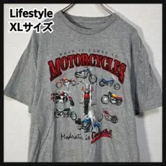 【総柄】半袖Tシャツ　バイク　アメリカン　旧車　グレー　モーターサイクル29