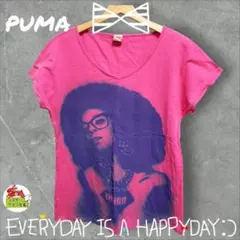 PUMA♥️レア★ファンキーなアフロヘアーレディーのピンク Vネック Tシャツ