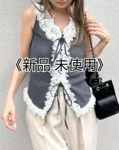 LILYBROWN レースフリルコンビカットトップス