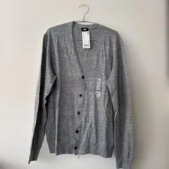 UNIQLO リンネブレンドVネックカーディガン(長袖) XL グレー
