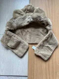 A013　アニマル帽子　クマ　耳付きフード マフラー ブラウン フリース　子供用