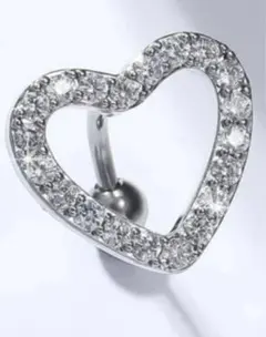 へそピアス  14G  ハート  シルバー  逆バーベル