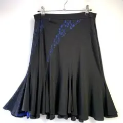 6322★M 黒 青 レース スカート 社交ダンス