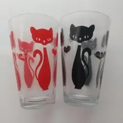 猫　グラス　２個セット　ペアグラス
