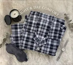 6-17【新品・未使用】綿100% チェック柄パジャマ 上下セット（Mサイズ）