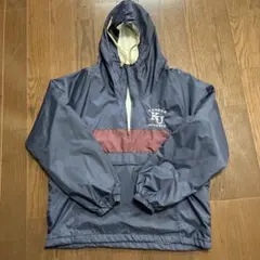 ナイロン アノラック パーカー ネイビー プルオーバー 刺繍ロゴ