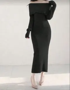 SHEIN DAZY オフショル ニットワンピース XL 黒