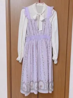 axes femme POETIQUE ラベンダーカラー ウサギと花柄ワンピース