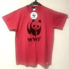 WWF パンダ プリント Tシャツ M レッド 新品 パンダステッカー付のサムネイル