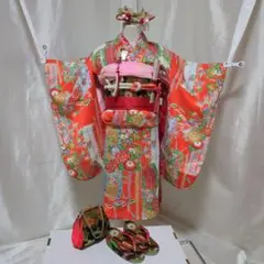 七五三　３歳　女の子 一つ身　正絹祝い着 美枝きもの　作り帯セット