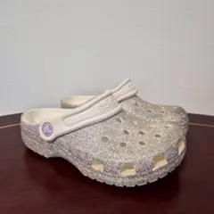 Crocs クロックス　ホワイトラメ クロッグサンダル　ジュニアサイズ　19cm