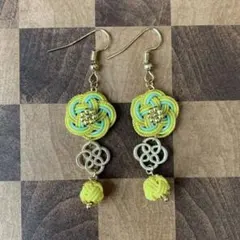 水引き　ピアス（黄色×黄緑）