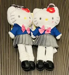 新品　ハローキティ　脚長ぬいぐるみキーホルダー　制服　JKキティ2点セット