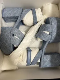 正規品》CHANEL デニム ヒールサンダル マトラッセ36C - メルカリ