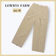 ローリーズファームセンタープレスワイドスラックス ベージュMゆったり上品オフィス