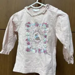 ウサギと花のプリント長袖Tシャツ80㎝