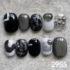 現品　ネイルチップ　ニュアンスネイル　マグネットネイル　個性派ネイル　黒ネイル