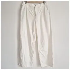 【良品】UNIQLO ドレープデニムタックパンツ 白 ワイドパンツ L