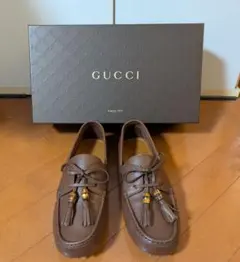 新品未使用 GUCCI バンブータッセル レザー ローファー ブラウン 外箱付き