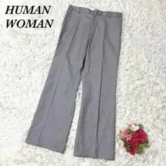 ヒューマンウーマン カジュアルパンツ グレー系 S 千鳥格子 セミフレア 美脚のサムネイル