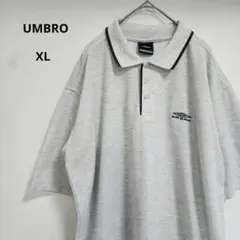 UMBRO アンブロ 半袖ポロシャツ XL ライトグレー 大きめ 刺繍ロゴのサムネイル