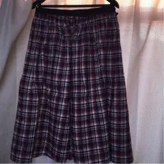 チュール×チェックリバーシブルひざ丈スカート
