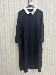 【ほぼ未使用】all of me ワンピース　ネイビー　長袖　オケージョン