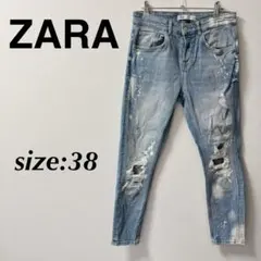 ZARA ザラ スキニーデニム ダメージデニム ジーパン ジーンズ デニム 38のサムネイル