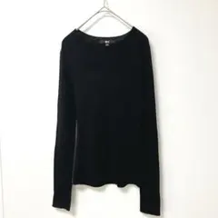 UNIQLO 長袖 Tシャツ リブ編み　シンプルデザイン　カットソーブラック　M