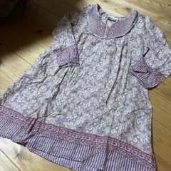 chocol raffine 花柄 長袖ワンピース　綿100%